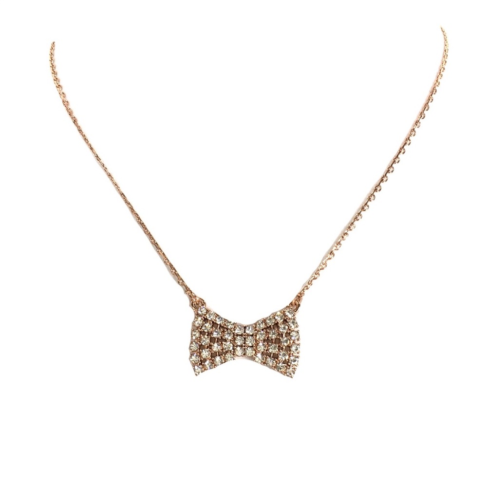 Kate Spade Sparkling Bow Necklace Rose Gold